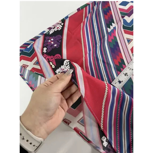 Carolina K Dress Womens XS Red Multicolor Geometric Bohemian A-Line Cap Sleeve - Picture 9 of 9